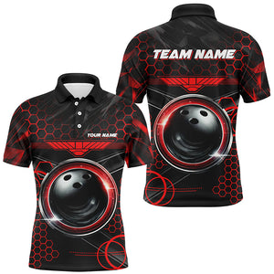 Black and Red Hexagon pattern bowling ball Mens bowling shirts custom bowling team league jerseys NQS8327