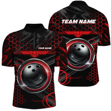 Load image into Gallery viewer, Black and Red Hexagon pattern bowling ball Mens bowling shirts custom bowling team league jerseys NQS8327