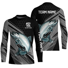 Load image into Gallery viewer, Personalized Black camo Chinook Salmon Fishing Jerseys, Salmon Long Sleeve Fishing Tournament Shirts NQS8771