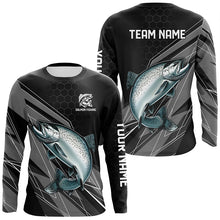 Load image into Gallery viewer, Personalized Black camo Chinook Salmon Fishing Jerseys, Salmon Long Sleeve Fishing Tournament Shirts NQS8771