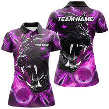 Load image into Gallery viewer, Purple Flame Panther Bowling Polo, Quarter Zip Shirts For Women Custom Bowling Team League Jerseys NQS8773