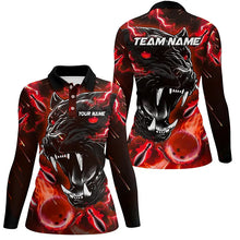 Load image into Gallery viewer, Red Flame Panther Bowling Polo, Quarter Zip Shirts For Women Custom Bowling Team League Jerseys NQS8774