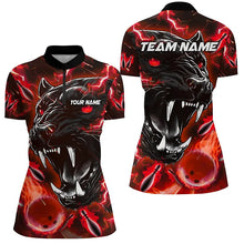 Load image into Gallery viewer, Red Flame Panther Bowling Polo, Quarter Zip Shirts For Women Custom Bowling Team League Jerseys NQS8774