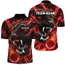 Load image into Gallery viewer, Red Flame Panther Bowling Polo, Quarter Zip Shirts For Men Custom Bowling Team League Jerseys NQS8774