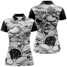 Load image into Gallery viewer, Black Camo Bowling Polo, 1/4 Zip Shirts For Women Custom Bowling Team League Jerseys, Gift For Bowlers NQS8775