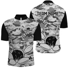 Load image into Gallery viewer, Black Camo Bowling Polo, 1/4 Zip Shirts For Men Custom Bowling Team League Jerseys, Gift For Bowlers NQS8775