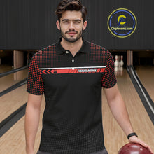 Load image into Gallery viewer, Personalized Black and Red Bowling Polo, 1/4 Zip Shirts For Men Custom Team Bowling Jerseys NQS11101