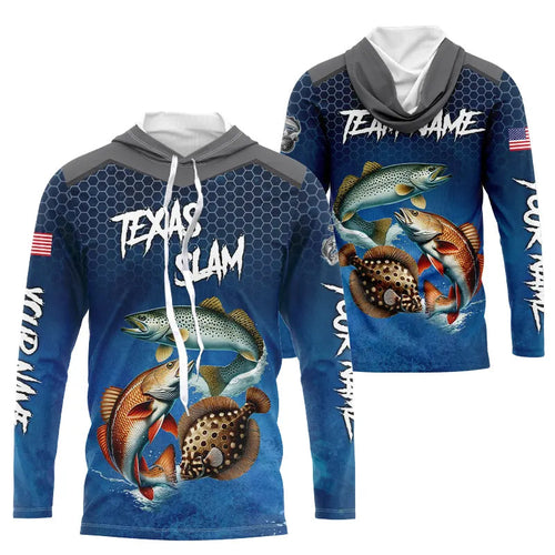 Blue Texas Slam fishing Custom performance long sleeve team Redfish, Trout, Flounder fishing shirt NQS9239