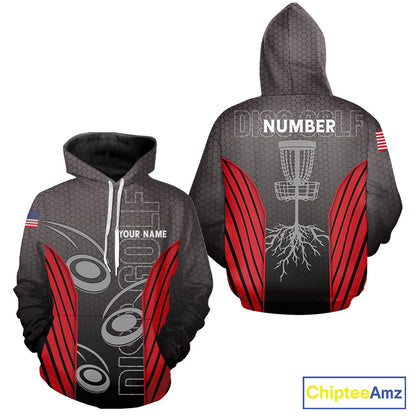 Disc golf t-shirts, polos, hoodies for men, women custom name, number camo disc golf jerseys | Red NQS11304