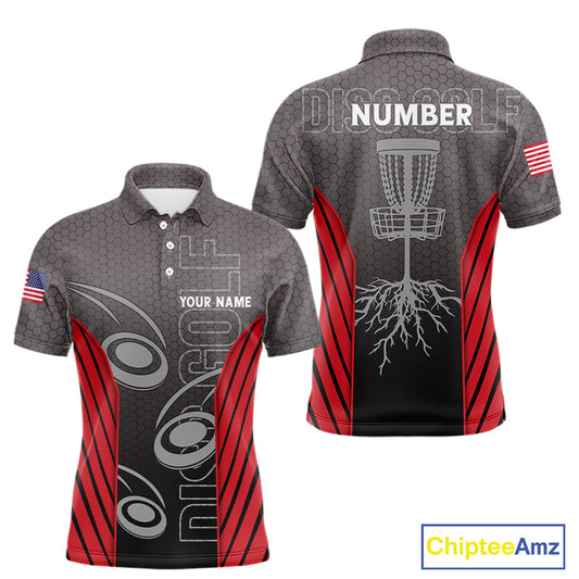 Disc golf t-shirts, polos, hoodies for men, women custom name, number camo disc golf jerseys | Red NQS11304