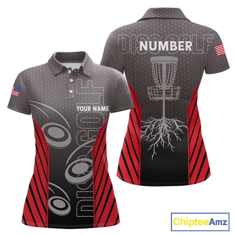 Disc golf t-shirts, polos, hoodies for men, women custom name, number camo disc golf jerseys | Red NQS11304
