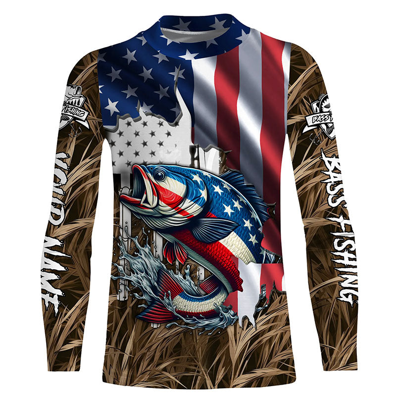 American Flag Largemouth Bass Fishing Custom patriotic fishing shirts, –  ChipteeAmz