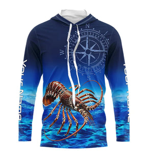 Personalized Florida Spiny Lobster Blue Performance Fishing Shirt, compass Lobster tournament Shirts NQS9735