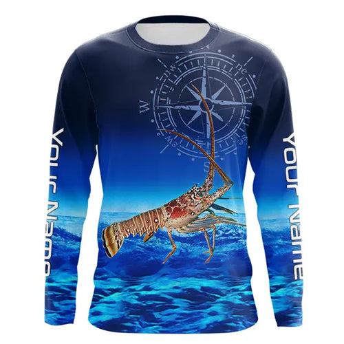 Personalized Florida Spiny Lobster Blue Fishing Shirt NQS9735 - KYC