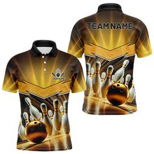 Load image into Gallery viewer, Custom Name Black And Gold Bowling Jerseys For Men, Bowling Team Polo, Quarter-Zip Shirts NQS9745