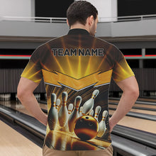 Load image into Gallery viewer, Custom Name Black And Gold Bowling Jerseys For Men, Bowling Team Polo, Quarter-Zip Shirts NQS9745