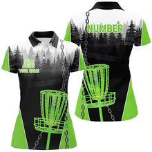 Load image into Gallery viewer, Womens Disc golf polo shirts custom black chain disc golf jerseys, frisbee golf outfit | Green NQS7518