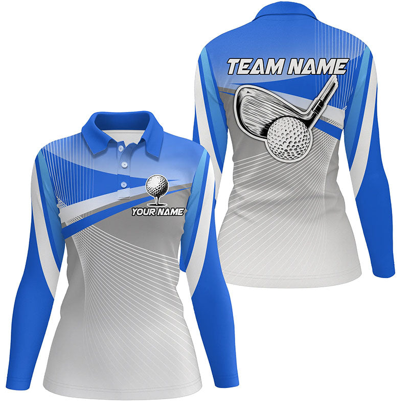 Womens golf polo shirts custom blue sport golf apparel for women, unique golf gifts for ladies NQS7521