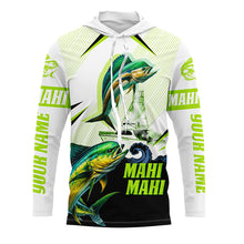 Load image into Gallery viewer, Mahi mahi Dorado fishing green camo Customize name long sleeves fishing shirts NQS1860