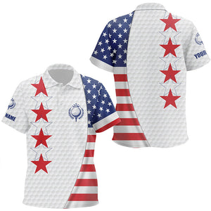 American flag Kid golf polo shirts custom patriotic white golf ball skin shirt for Kid NQS7888