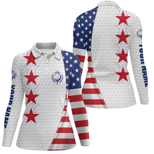Load image into Gallery viewer, American flag Womens golf polo shirt custom patriotic white golf ball skin shirt for ladies NQS7888