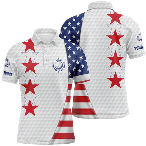 American flag Mens golf polo shirt custom patriotic white golf ball skin shirt for men NQS7888