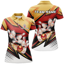 Load image into Gallery viewer, Yellow and Red Camo Bowling Polo, Quarter Zip Shirts for Women Custom bowling team jerseys, bowl gifts NQS7889