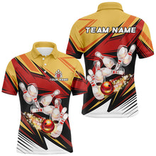 Load image into Gallery viewer, Yellow and Red Camo Bowling Polo, Quarter Zip Shirts for Men Custom bowling team jersey, bowling gifts NQS7889