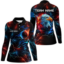 Load image into Gallery viewer, Red and Blue lightning thunder bowling Eagle custom Women Bowling Polo, Quarter Zip Shirt team jerseys NQS7890