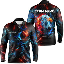Load image into Gallery viewer, Red and Blue lightning thunder bowling Eagle custom Mens Bowling Polo, Quarter Zip Shirts team jerseys NQS7890