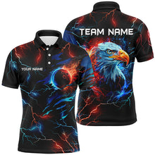 Load image into Gallery viewer, Red and Blue lightning thunder bowling Eagle custom Mens Bowling Polo, Quarter Zip Shirts team jerseys NQS7890