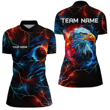 Load image into Gallery viewer, Red and Blue lightning thunder bowling Eagle custom Women Bowling Polo, Quarter Zip Shirt team jerseys NQS7890