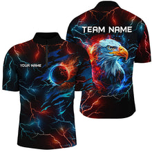 Load image into Gallery viewer, Red and Blue lightning thunder bowling Eagle custom Mens Bowling Polo, Quarter Zip Shirts team jerseys NQS7890