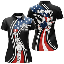 Load image into Gallery viewer, Retro bowling Polo, Quarter Zip shirts for Women Custom American flag patriotic team bowling jerseys NQS7895