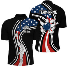 Load image into Gallery viewer, Retro bowling Polo, Quarter Zip shirts for Men Custom American flag patriotic team bowling jerseys NQS7895