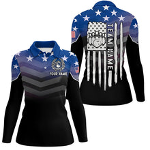 Load image into Gallery viewer, Womens bowling Polo, Quarter zip shirts Custom American flag patriotic bowling team league jerseys NQS8096