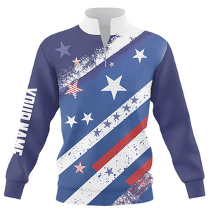 Red, white and blue stars Quarter zip golf sweatshirt Custom Patriotic golf sweater for men women NQS8539