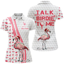 Load image into Gallery viewer, Funny Womens golf polo shirt custom pink and white flamingo Christmas golf shirts talk birdie to me NQS8778