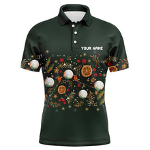 Load image into Gallery viewer, Funny Mens golf polo shirt custom Green Christmas golf pattern, christmas golf attire for men NQS8782