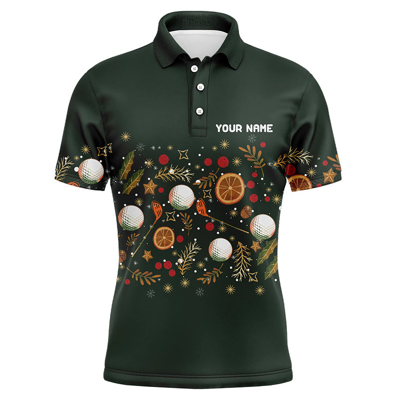 Funny Mens golf polo shirt custom Green Christmas golf pattern, christmas golf attire for men NQS8782