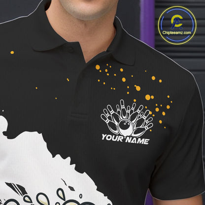 Funny Beer Glass Black and White Bowling Polo, 1/4 Zip Shirts for Men Custom Bowling Team Jersey NQS10933