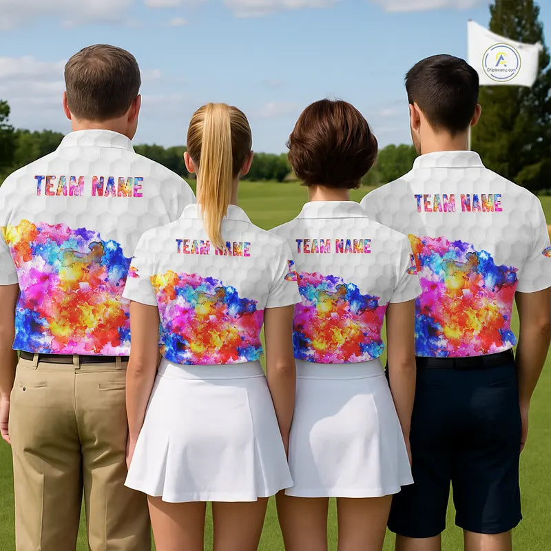 Colorful watercolor Womens Golf polo shirts Custom team golf outfit, Personalized ladies golf top NQS11315
