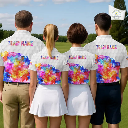 Colorful watercolor Womens Golf polo shirts Custom team golf outfit, Personalized ladies golf top NQS11315