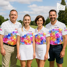 Load image into Gallery viewer, Colorful watercolor Mens Golf polo shirts Custom team golf outfit, Personalized mens golf top NQS11315