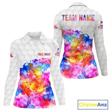 Load image into Gallery viewer, Colorful watercolor Womens Golf polo shirts Custom team golf outfit, Personalized ladies golf top NQS11315