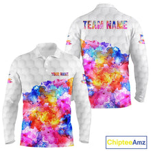 Load image into Gallery viewer, Colorful watercolor Mens Golf polo shirts Custom team golf outfit, Personalized mens golf top NQS11315