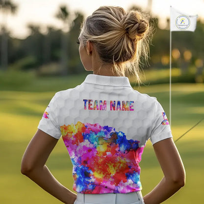 Colorful watercolor Womens Golf polo shirts Custom team golf outfit, Personalized ladies golf top NQS11315