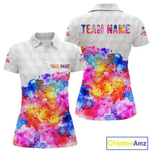 Load image into Gallery viewer, Colorful watercolor Womens Golf polo shirts Custom team golf outfit, Personalized ladies golf top NQS11315