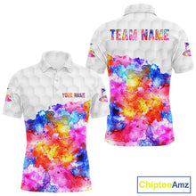 Load image into Gallery viewer, Colorful watercolor Mens Golf polo shirts Custom team golf outfit, Personalized mens golf top NQS11315
