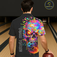 Load image into Gallery viewer, Colorful Skull bowling jerseys Bowling Hawaiian Shirt Custom Bowling Team shirt for bowlers NQS11317